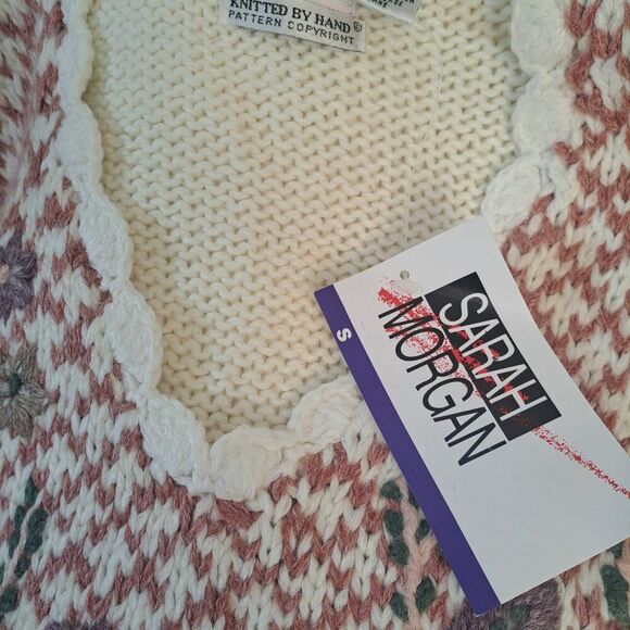 Sarah Morgan Vintage 90'S Knit Pullover Sweater Dusty Pink Floral Coquet Small - Picture 7 of 8